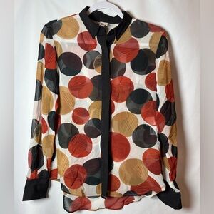 Anne Klein Multicolor Polka Dot Sheer Blouse 8